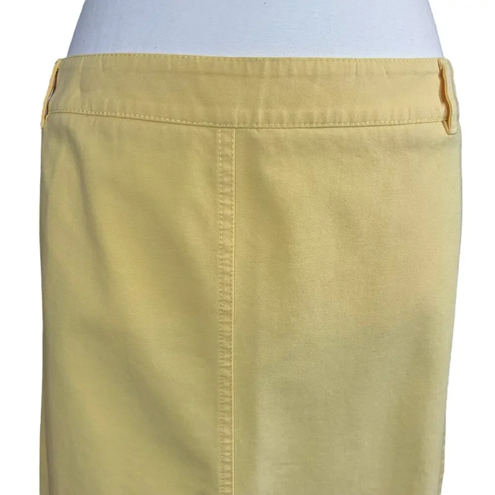 Adrienne Vittadini Classico Skirt Sze 12 Yellow A Line Casual Back Slit Colorful